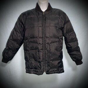 🦆Men’s Large Volcom Black Down Puffer Jacket 60/40 Grey Duck Down Bomber